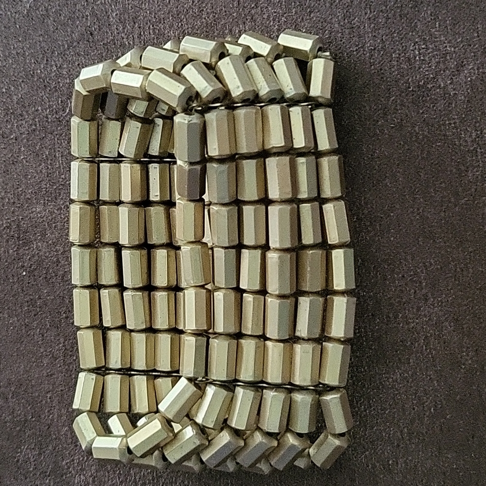 Gold beaded elastic vintage cuff bracelet